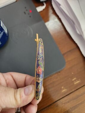 Cloisonne Gold-Tone Purple Floral Enamel Hair Barrette